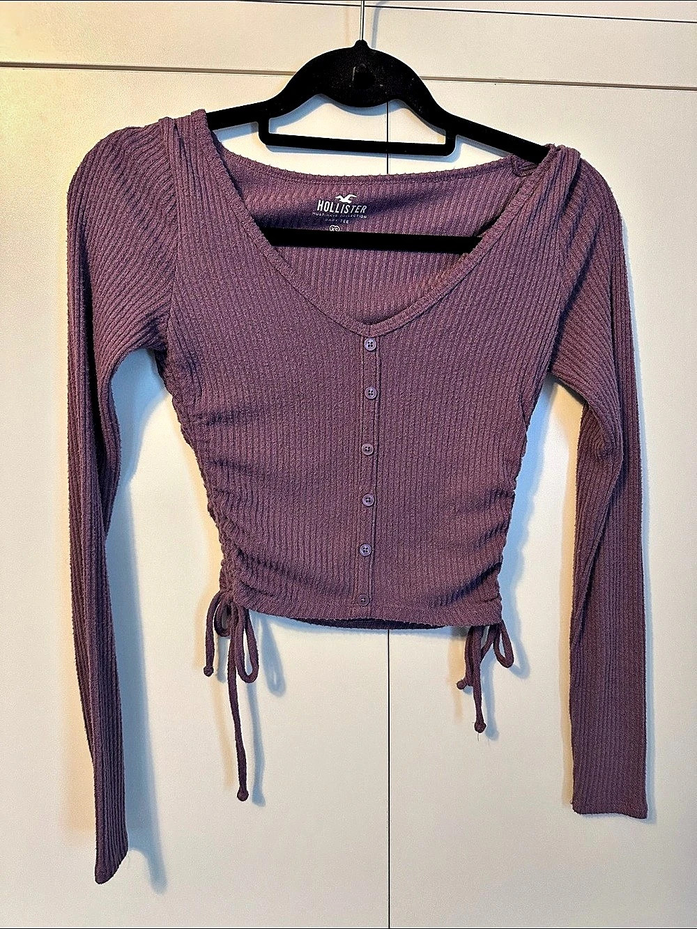 Hollister Baby Tee Purple Ribbed Top XS